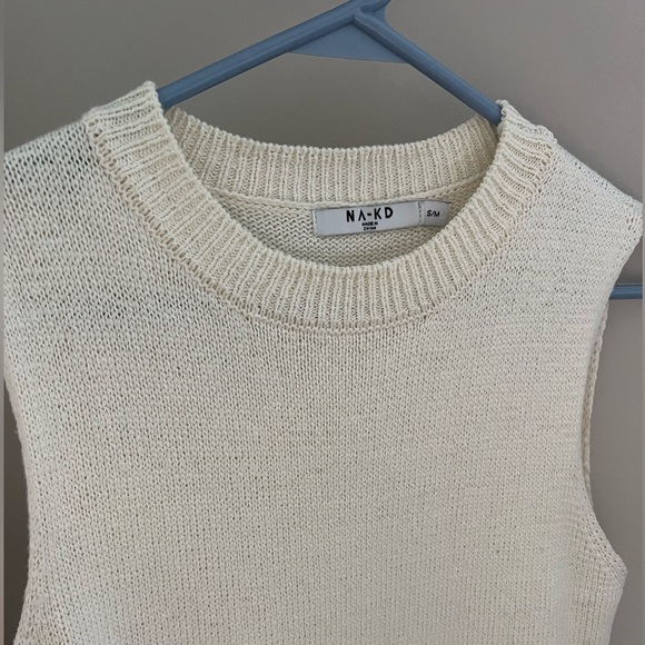 Na-KD Cream Sweater Dress with Boho Fringe, S/M - Picture 2 of 4